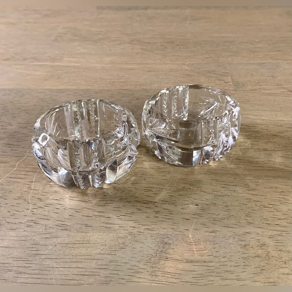 Vintage Cut Glass/Crystal Sawtooth/Sunburst Zipper Round Salt Cellar Lot Of 2